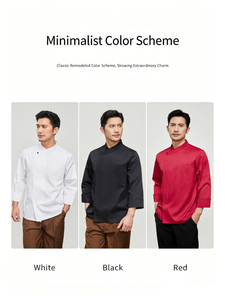 เสื้อเชฟแขนยาวแบบสั่งทำพิเศษ คอจีน แขนจั๊มพ์ กระเป๋าคู่ สำหรับร้านอาหาร บิสโทร บาร์ - Product Image 5