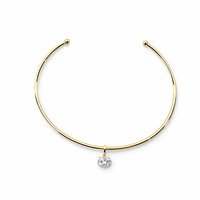 Collier ras-de-cou minimaliste en laiton plaqué or 18 carats LYBURCHI, pendentif rond en zircon cubique, pour femmes
