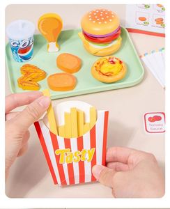 Jouets interactifs sécurisés pour enfants, kit de pique-nique, nourriture en bois pour enfants, ensemble de hamburgers d'imitation - Product Image 3