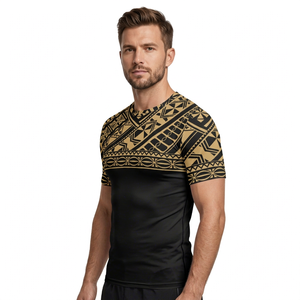 Maßgefertigtes Übergrößen-Herren-T-Shirt mit Chuuk-Flaggen-Druck, Rundhalsausschnitt, Kurzarm, Gestricktes Tee, Lässige Streetwear - Product Image 5