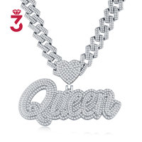 Colgante con Letra AD Personalizada, Diseño Completo en Moissanita VVS, Plata de Ley 925, Chapado en Oro de 14K/18K, Joyería Hip Hop con Diamantes