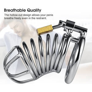 Gabbia per gallo in metallo di 3 dimensioni dispositivo di castità economico maschile comodo giocattolo del sesso con gabbia bloccata per uomini, chiave e lucchetto inclusi - Product Image 2