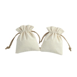 Sac à cordon pour bijoux en coton et lin, 8x10cm, 15x20cm, rangement pour bijoux, bagues, banques d'alimentation, tissu rectangulaire blanc cassé - Product Image 5