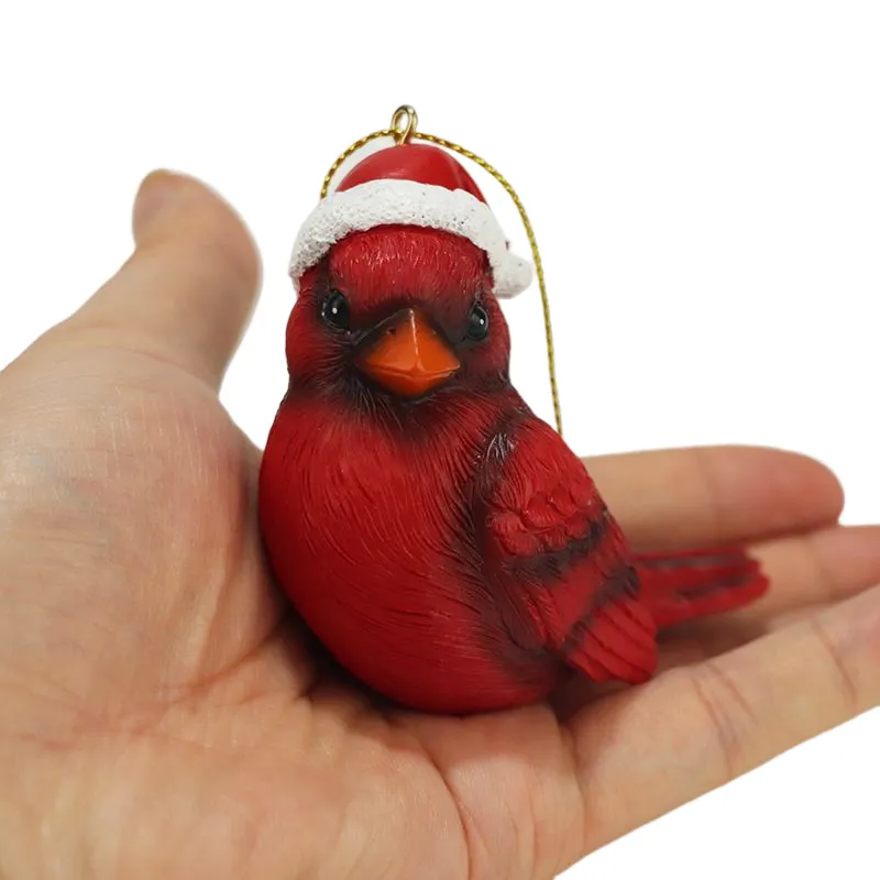 Kerajinan Resin Souvenir Natal Natal Burung Merah Ornamen Gantungan Kunci Menggantung Ornamen Hadiah untuk Anak-anak Furnishing Artikel