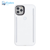 IExplore Fabricant Personnalisable Double Côtés Selfie Lumière LED Lumineux Téléphone Cas pour iPhone 14 Pro Max