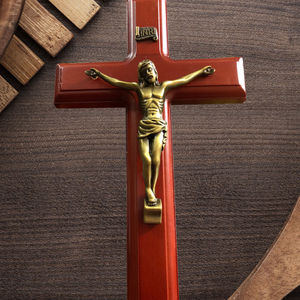 Pendentif gothique en bois massif, pendentif de sautoir en alliage de Crucifixion, pendentif de bœuf de l'orthodontie orientale, relique catholique solide - Product Image 1