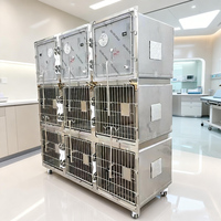 Commerciële roestvrijstalen hondenkennel, solide klassieke eenvoudige stijl, grote vierkante metalen lade voor dierenklinieken en dierenwinkels