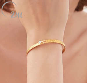 UM Jewelry 18K Solid Gold/925 Silver <b>Fine</b> <b>Bangle</b> Bracelet Brilliant Cut Diamond Bezel Set Women's Anniversary Daily Wedding NGTC - Product Image 4