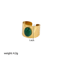 Modeschmuck breit mit Naturstein verstellbaren offenen Ringen Täglich für Frauen 18 Karat vergoldeter Edelstahl Türkis Ring