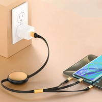 Câble de charge rapide rétractable 3-en-2 120W USB Type-C Micro 8 broches multi-ports super rapide pour téléphone portable, idéal pour les voyages
