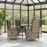 Ensemble de salle à manger de jardin en aluminium de qualité commerciale avec dossier réglable et table en verre pour café
