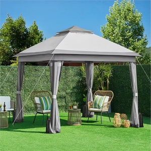 Toldo pequeño impermeable resistente de 3m x 3m para exteriores fácil de plegar pérgola de patio con marco recubierto de polvo carpa superior suave Gazebo - Product Image 6