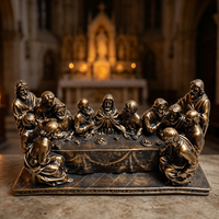 Statue antique en résine bronze de la Cène, sculpture religieuse, figurine de Jésus et de ses apôtres, décoration chrétienne pour la maison