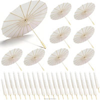 Parasol en papier de bambou blanc DIY 2027 – Cadeau promotionnel de mariage