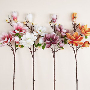 Fleur artificielle de magnolia, branche unique, 100 cm de long, décoration de mariage, matériau en mousse, rose et blanc, arrangement floral - Product Image 3