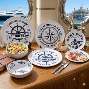Vajilla de Melamina Estilo Marinero al por Mayor para Fiestas de Verano <span class=keywords><strong>en</strong></span> <span class=keywords><strong>la</strong></span> <span class=keywords><strong>Playa</strong></span> y <span class=keywords><strong>en</strong></span> Casa, Juego de Cena de Melamina Irrompible para Picnic al Aire Libre - Product Image 1