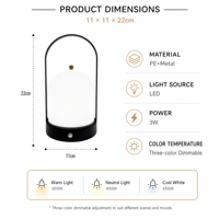 Lanterne LED rechargeable moderne multicolore 800mAh USB à intensité variable avec commande tactile, lampe de chevet, lampe de nuit, camping, extérieur