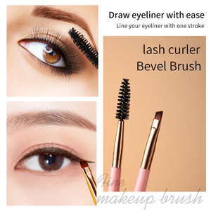Pinceau de maquillage OEM personnalisé pour un seul œil <span class=keywords><strong>Brosse</strong></span> à cils cosmétique Tête inclinée <span class=keywords><strong>Brosse</strong></span> à fard à paupières en nylon à pointe éponge douce pour sourcils - Product Image 4