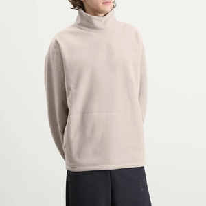 Sweat-shirt d'hiver en molleton surdimensionné à manches longues et à col haut avec poche kangourou personnalisé pour hommes - Product Image 1