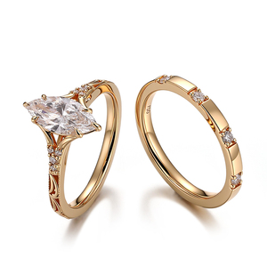 Au750 Diamond <strong>Wedding</strong> Ring Set Women <strong>Jewelry</strong> 18K Solid Gold Main Stone 1CT Marquise Cut Lab Grown Diamond <strong>Wedding</strong> Ring For Bride - Product Image 1
