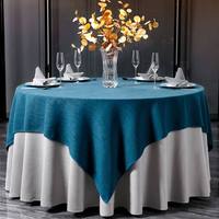 Nappe de table en coton et lin pour hôtel et restaurant, style simple, forme ronde, lavable, tissu personnalisé commercial