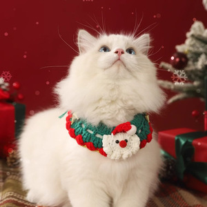 Hoopet Christmas Cat Collar Knitted Scarf With <b>Bell</b> Adjustable <b>Winter</b> Pet Neck Ornament For Small Cats - Product Image 3
