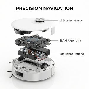 Robot de Limpieza con Navegación LDS SLAM, Succión de 8000 Pa, 3 en 1, Barredora, Mopa Húmeda y Seca, Aspiradora de Limpieza Automática - Product Image 2