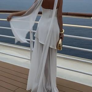 เดรสยาวสไตล์โบฮีเมียนวินเทจสำหรับผู้หญิง ผ้าทอระบายอากาศดี ลายเรียบ เหมาะสำหรับใส่ลำลองในฤดูร้อน ออกงานปาร์ตี้ และงานพรอม - Product Image 3