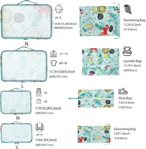 Cubes de compression pour voyage, 8 pièces, organiseurs de bagages, <span class=keywords><strong>valise</strong></span>, fermeture éclair en nylon, haute qualité, durable - Product Image 2