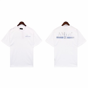 T-shirt casual da uomo AMI 100% cotone con stampa grafica personalizzata, design vintage estivo, stampa a lettere, manica corta, girocollo, nuovo abbigliamento americano - Product Image 2