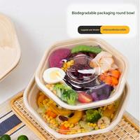 Bol jetable écologique de 32 oz en bagasse 100 % biodégradable avec couvercle hexagonal gaufré pour plats à emporter, fêtes, camping et activités de plein air
