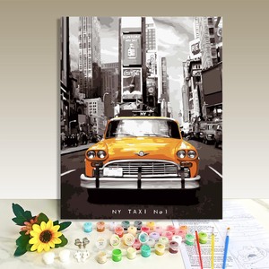 Paint by Numbers NY Taxi Canvas Art Kit 40x50cm Handpainted Modern Scenery DIY Oil Painting for Adults Kids - Product Image 1