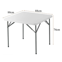 Table pliante carrée blanche portable en plastique HDPE de haute qualité pour fête intérieure en plein air