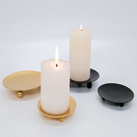 Bougeoir rond européen noir et or en métal plateau à long pôle base de bougie mariage Banquet Art déco bougeoir décor à la maison