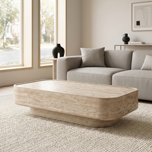 Muebles de Lujo para Sala de Estar, <span class=keywords><strong>Mesa</strong></span> de <span class=keywords><strong>Centro</strong></span> Rectangular de <span class=keywords><strong>Travertino</strong></span> para el Hogar - Product Image 2