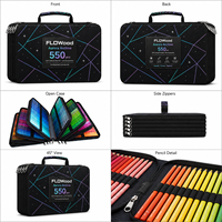 FLOWood Aurora Archive – Ensemble de 550 pièces : 520 crayons de couleur, 30 accessoires de dessin, étui de transport multicouche à fermeture éclair pour artistes