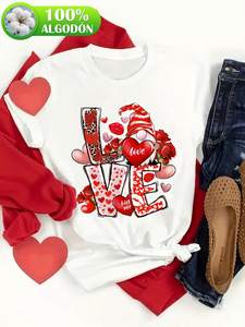 T-shirt da donna con stampa Love, 100% cotone, manica corta, girocollo, top casual per la primavera estate - Product Image 1