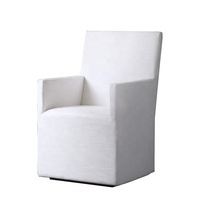 Chaise de salle à manger de style américain moderne avec accoudoirs, housse amovible blanche, chaises de sol pour table à manger, hôtel, villa