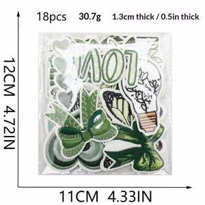 YTUSEN Patch en tissu non tissé vert rétro brodé sur le thème de l'informatique, en fil de polyester, pour vêtements en jean, motifs fleur, papillon, cœur - Product Image 2