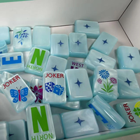 Jeu de Mahjong Américain en Plastique Effet Marbre-Perle Premium, Tuiles Personnalisées à Motif Papillon et Fleurs, Durable et Écologique, Marque CXSL