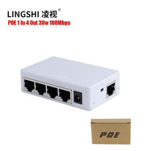 Répéteur PoE Extender <span class=keywords><strong>Rail</strong></span> <span class=keywords><strong>DIN</strong></span> de Bureau 1 Entrée 4 Sorties 4 Ports 10/100Mbps pour Commutateur PoE, Caméra et Système de Sécurité CCTV - Product Image 1