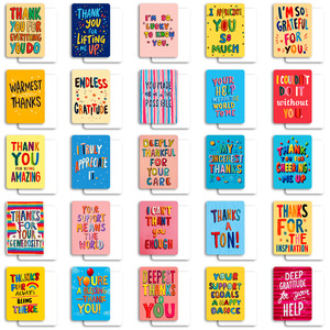 Nuevo Juego de 50 Tarjetas de Agradecimiento de Papel Recubierto con Texto en Inglés y Mensaje de Regalo Estilo Graffiti Colorido - Product Image 3