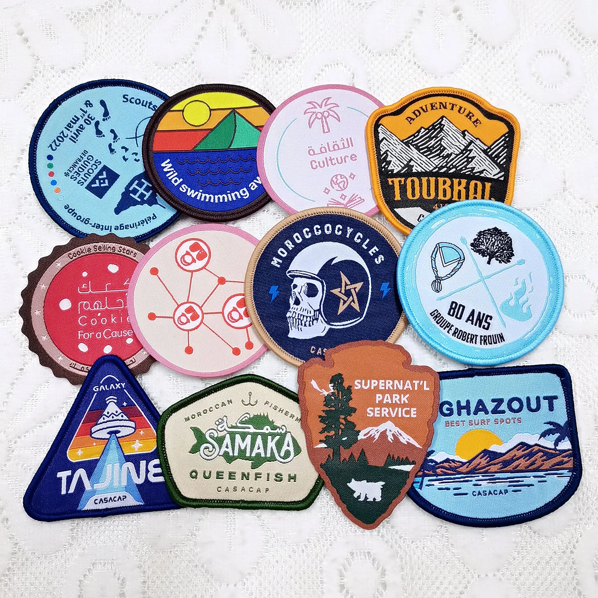 Emblemas de têxteis tecido de fábrica, personalizado, nome de animal, etiqueta, patches, tecido, para roupa de chapéu