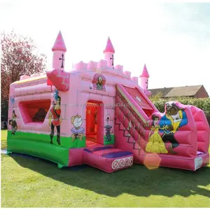 قلعة الأميرة الوردية القابلة للنفخ من الكلوريد متعدد الفينيل مقاس 6*4 أمتار مع غرزة مزدوجة قلعة قفز للأماكن المفتوحة للحفلات للأطفال