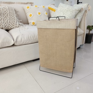 Cesto Portabiancheria Pieghevole Portatile Impermeabile in Juta/Cotone con Struttura in Metallo, Capacità 10L, per Vestiti <span class=keywords><strong>Sporchi</strong></span> - Offerta Speciale - Product Image 3