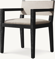 Chaise de salle à manger moderne et minimaliste avec bras en bois de chêne Cadre en bois massif Dossier léger en contreplaqué pour le salon