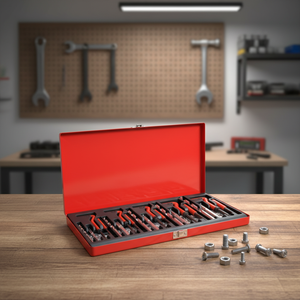 Kit <span class=keywords><strong>de</strong></span> reparación <span class=keywords><strong>de</strong></span> roscas automáticas <span class=keywords><strong>de</strong></span> 131 piezas, herramientas manuales con llave <span class=keywords><strong>de</strong></span> taladro eléctrico, combinación <span class=keywords><strong>de</strong></span> acero para <span class=keywords><strong>Taller</strong></span> en embalaje <span class=keywords><strong>de</strong></span> bolsas - Product Image 2