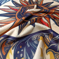 Nappe d'autel ronde en peluche avec pentacle circulaire pour tarot et runes