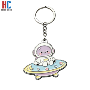 Portachiavi Personalizzato in Lega di Zinco Smaltato a Tema Spaziale: Astronauta, Luna, Razzo, Galassia, Pianeti - Design Cartoon Personalizzabile - Product Image 6