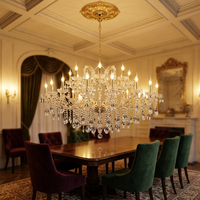 Lámpara de Techo Moderna de Cristal Dorado de Lujo con LED para Vestíbulo de Hotel, Salón de Banquetes, Villa, Decoración de Vestíbulo